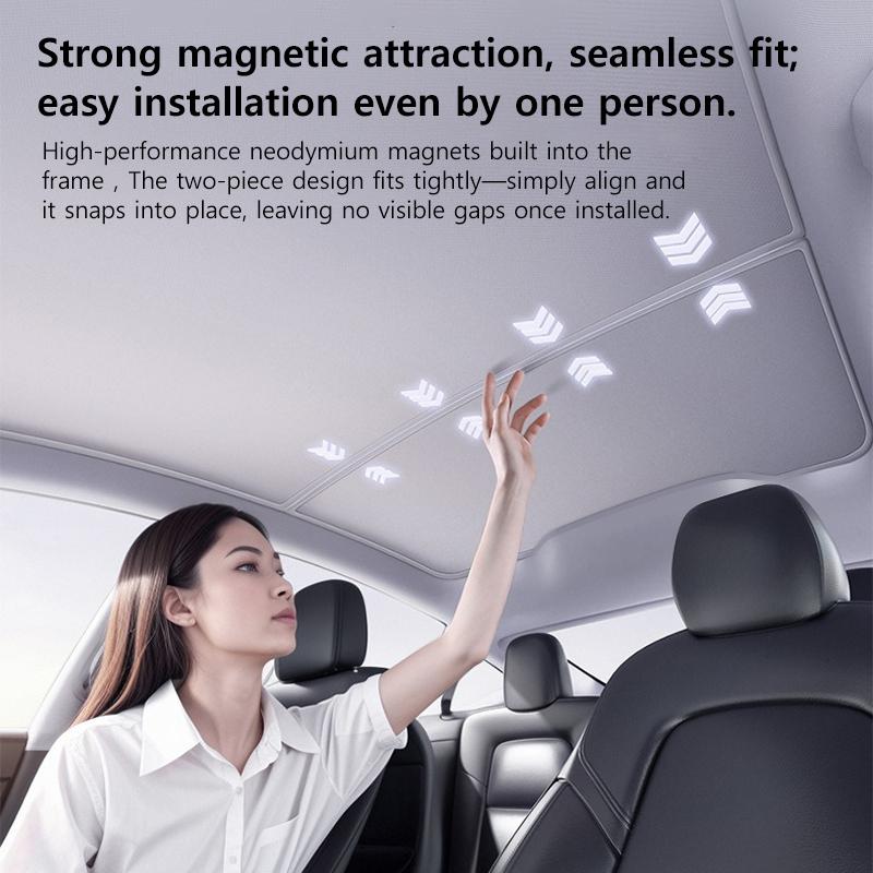 Ice Crystal Sunshade For Tesla Model 3 Highland 2024-2026 Model Y Juniper 2025 2026 Car Roof Front Rear Heat Insulation SunShade