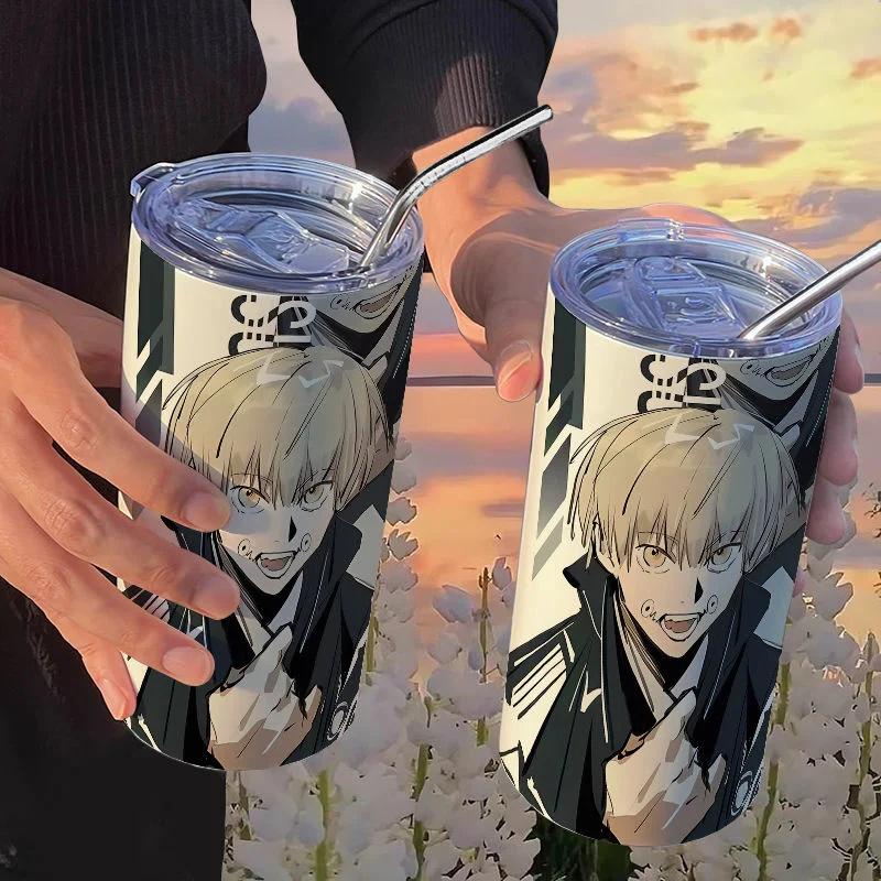 Jujutsu Kaisen Yuji Hrneček 500 ml Satoru Gojo Nerezová Ocel Cestovní Termohrnek Izolované Brčko Hrneček na Kávu Dárek Pro Děti
