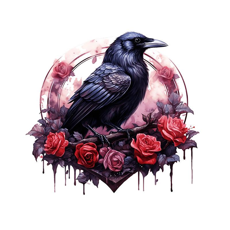 Halloween Crow Stickers for Wall Glass Door Refrigerator Window Spooky Home Decor Scary Party Decoration Peel and Stick Vinyl