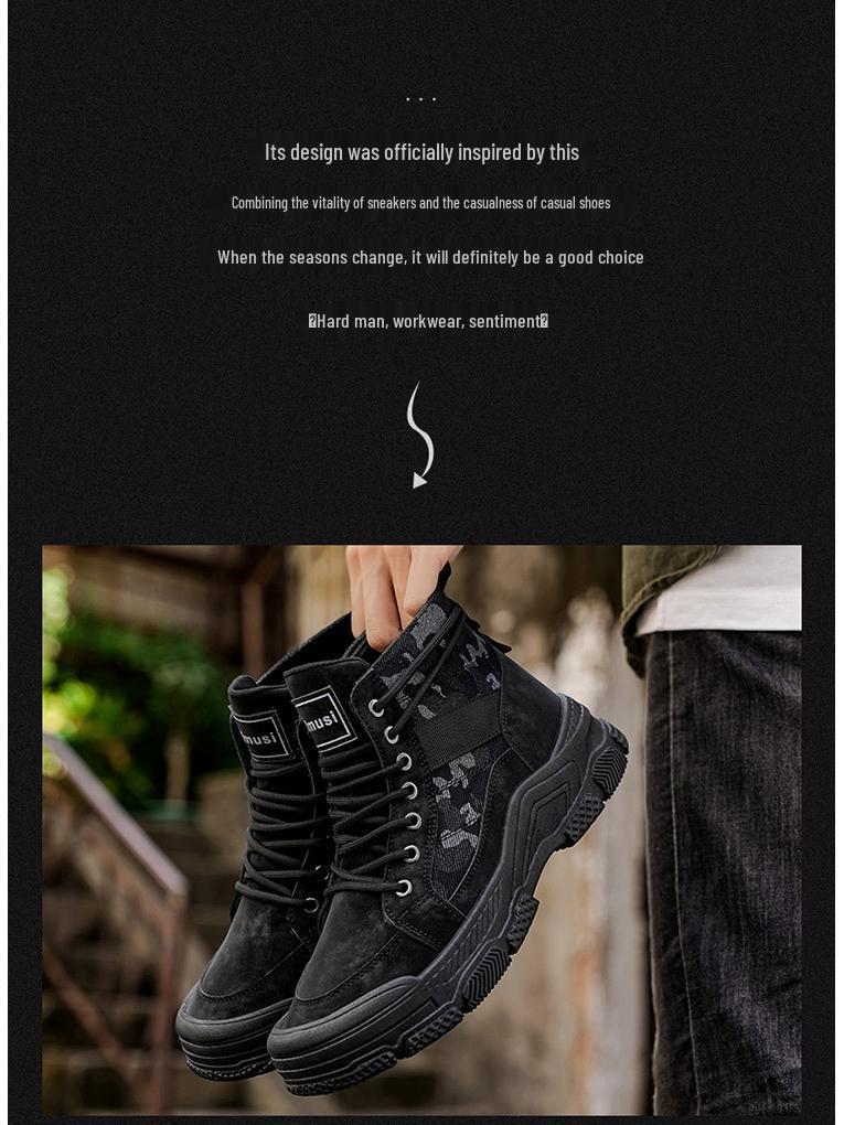 Men's Non-Slip Wear-Resistant High-Top Martin Boots: Autumn Sports & Casual Work Shoes