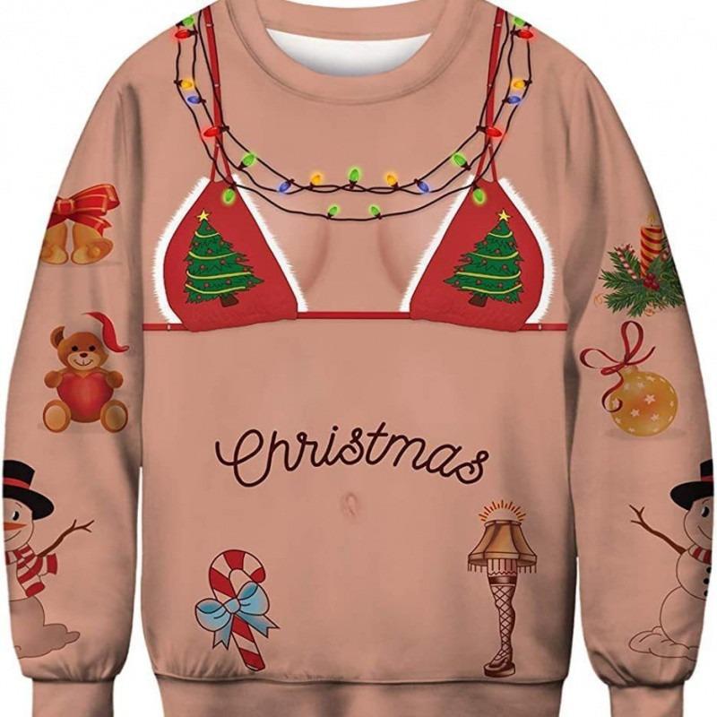 Autumn and winter new Christmas loose personality round neck digital printing sweater men's and women's sweaters