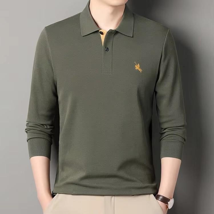 High End Brand Long Sleeved Polo Shirt Men'S Autumn New Fashion Embroidery Lapel T-Shirt Casual Business Paul Men'S Clothing