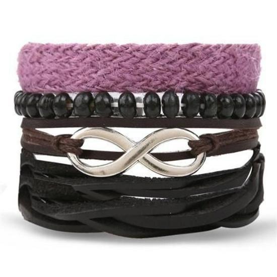Schmetterling Stern Mond Anhänger Vintage Mehrschichtiges Lederarmband