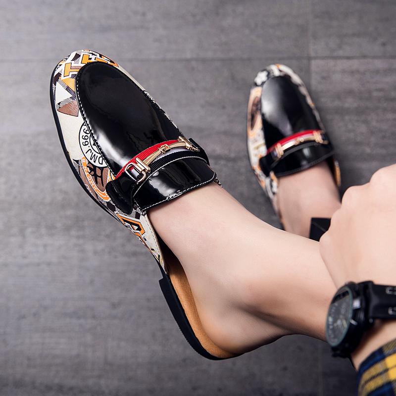 Mode Sommar Halvskor Herr Läderskor Herr Mules Casual Skor Mode Halvdrags Loafer Läder Herrskor Mocassin Handgjorda Skor