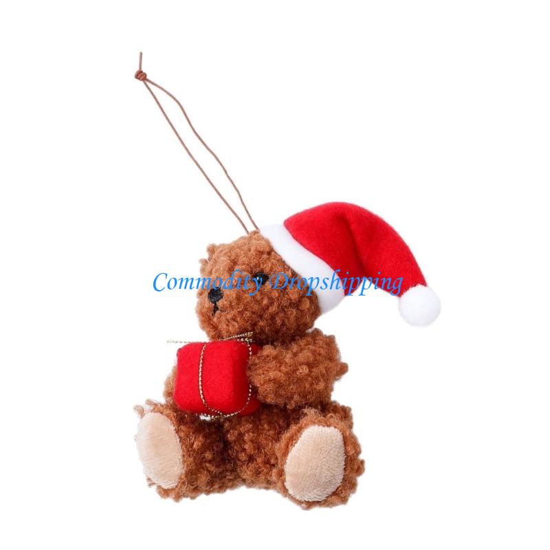 Y5JC Plush Bear Pendant Hanging Pendant Christmas Tree Decorations Desktop Ornaments For Home Party Indoor Outdoor Holiday
