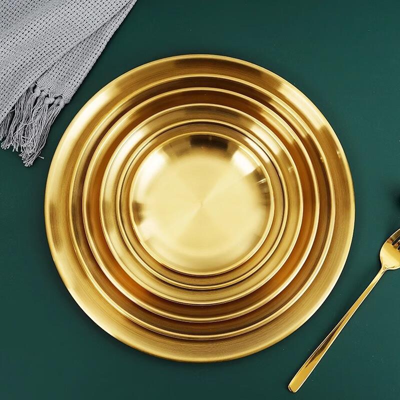 Thickened Stainless Steel Round Serving Plate