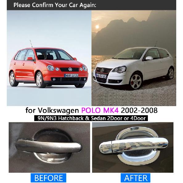 for VW POLO MK4 2002-2008 9n 9n3 Chrome Handle Cover Trim Set Volkswagen 2005 2006 2007 GTI Car Accessories Stickers Car Styling
