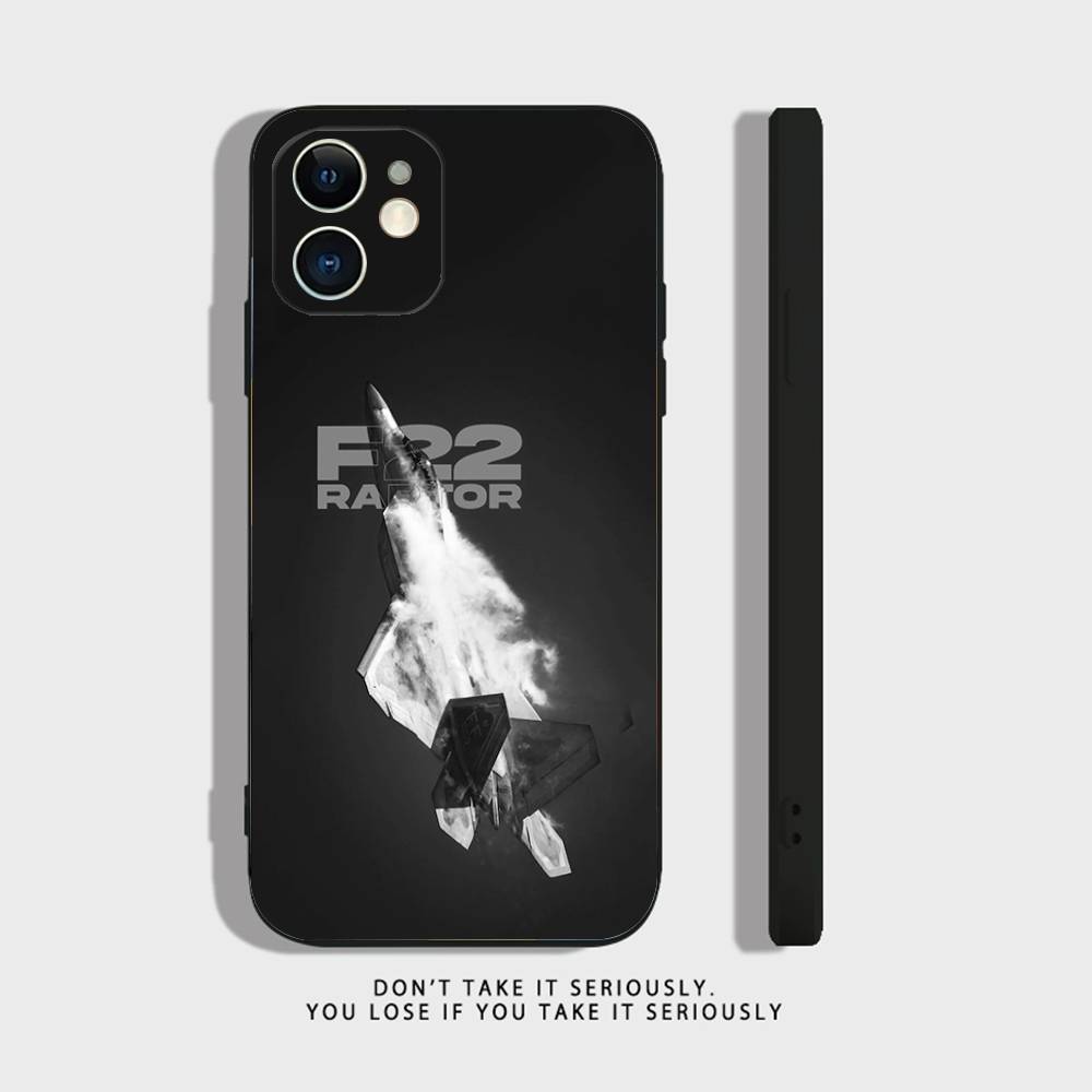 Cool Pilot F-22 Fighter Phone Case For iPhone 17 16,15,14,13,12,11,Pro,XS,Max,XR,Plus,Mini Soft Silicone Black Shockproof
