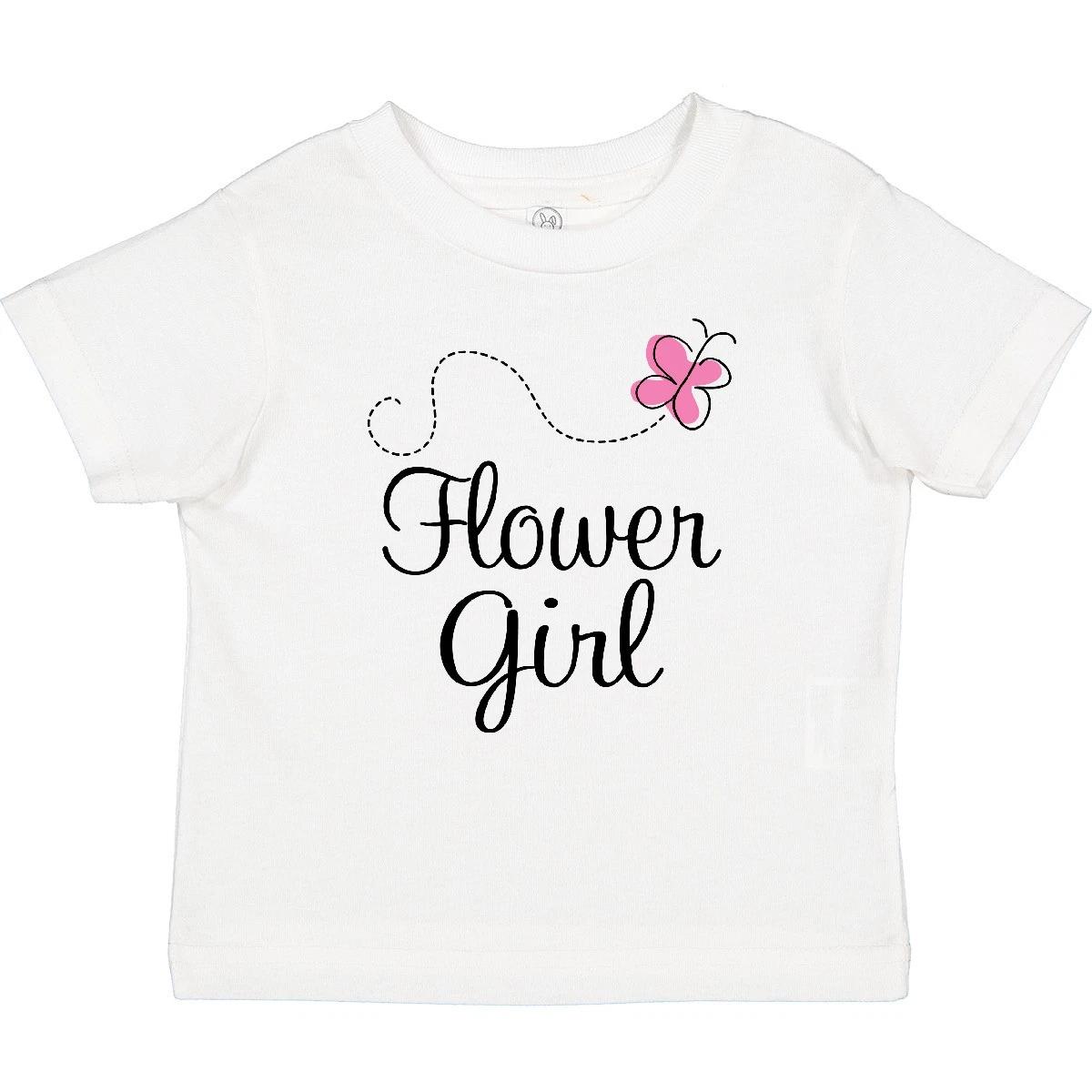 Inktastic Flower Girl Wedding Butterfly Baby T-Shirt Marriage Party Bridal Pink 160