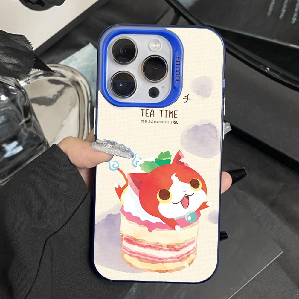 Yo-kai Cute W-Watch Phone Case For iPhone 16,15,14,13,12,11,Pro,Max,Plus,Mini,XS,SE Anti Fall Blue Matte Hard Bumper