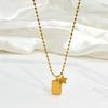 Titanium Steel Plated 18K Gold Checkerboard Square Card Small Star Necklace Niche Female Style Niche Personality Pendant Collarbone Chain