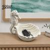 Marine Style Home Accents 3D Printed Seahorse Shell Jewelry Tray for Rings Necklaces Bracelets Ocean Bedroom Aesthetic Accessories Desktop Organizer,