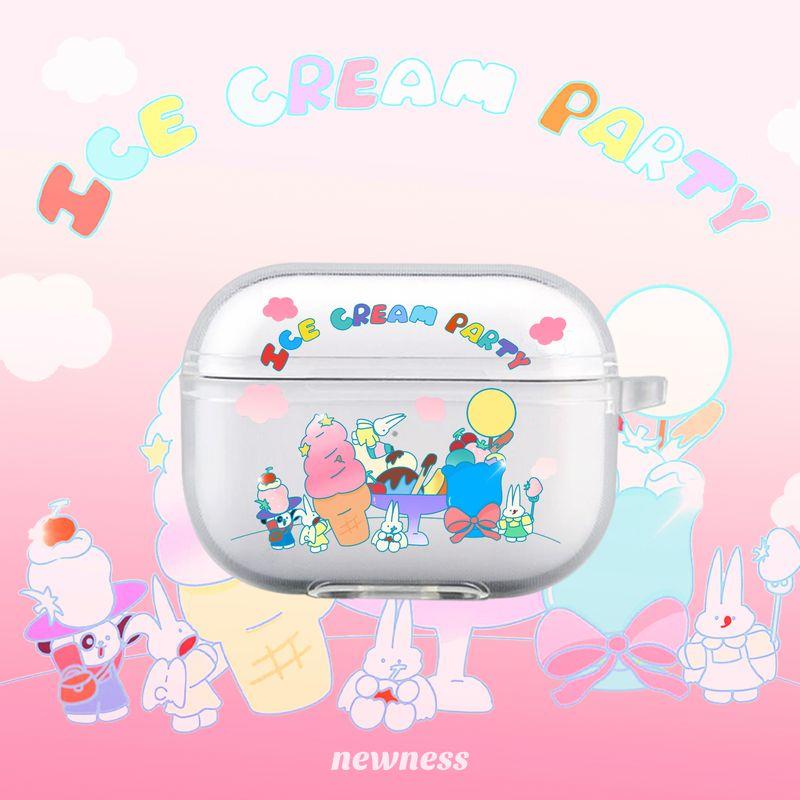 

Newness Cone Party Glitter Soft Case Protective Cover AirPods 1/2 Generation Pro Bluetooth Earbuds Case Pro transparent soft case without pendant