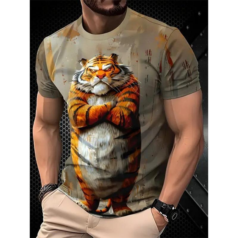 

Смешные футболки с животными Тигр Петух 3D-печать Мужская с коротким рукавом Хип-хоп Футболка Оверсайз Харадзюку Футболки Y2K Топы Детская одежда XXL