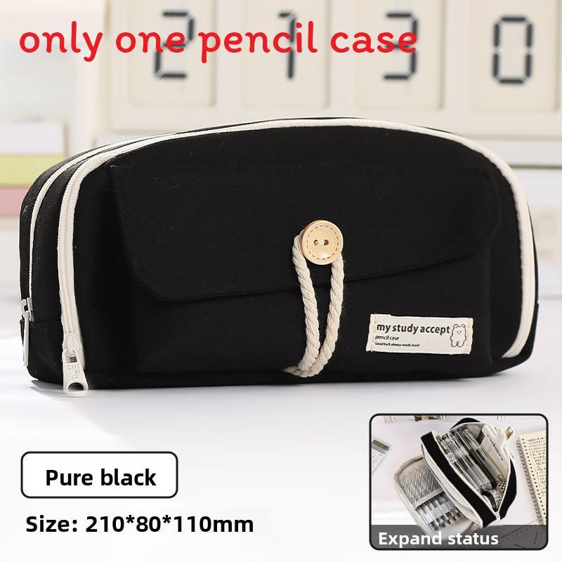 Canvas Pencil Case For Girls With Large Capacity And Simple Design For School And Stationery Storage