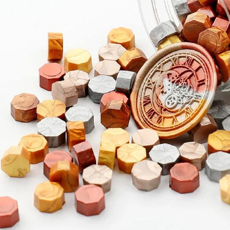 100 Stück Wachsdruckperlen Wachslack für Siegel Lacksiegelstempel für Kartenherstellung Retro Wachssiegel zum Versiegeln von Stempeln Gold Hochzeit Geburtstag