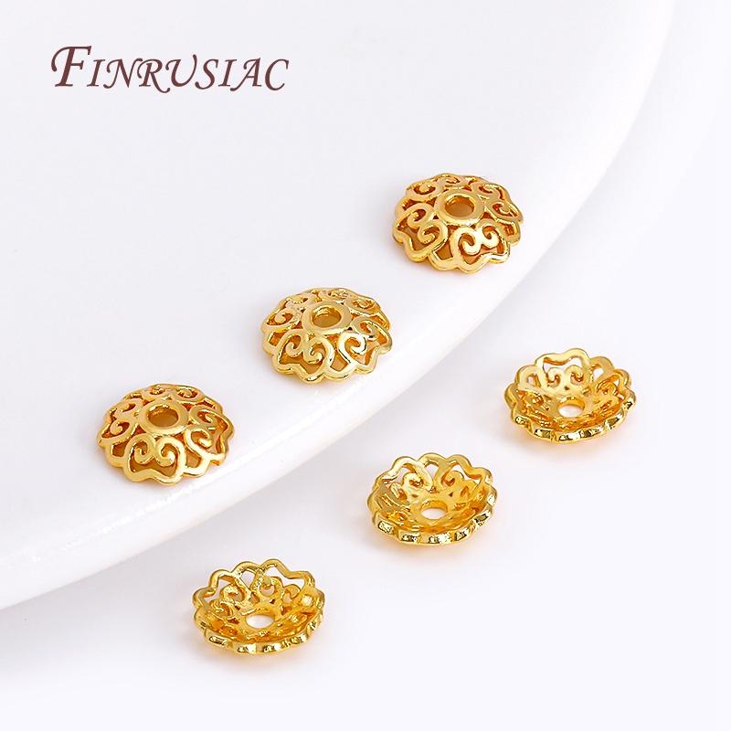 8MM 18K Gold Plated High Quality Filigree Pattern Beads Caps Flower Bead End Caps For Beading Jewelry Making Supplies Wholesale