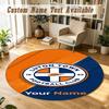 Round Rug Custom NameLuton Town Pattern Non Slip Carpet Home Floor Decor
