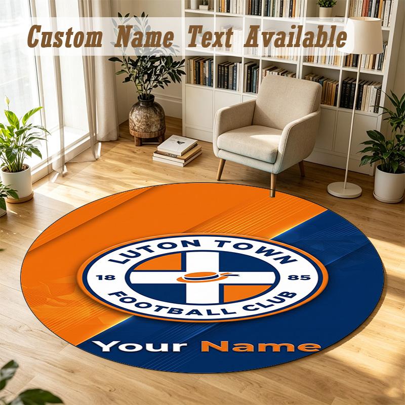 Round Rug Custom NameLuton Town Pattern Non Slip Carpet Home Floor Decor
