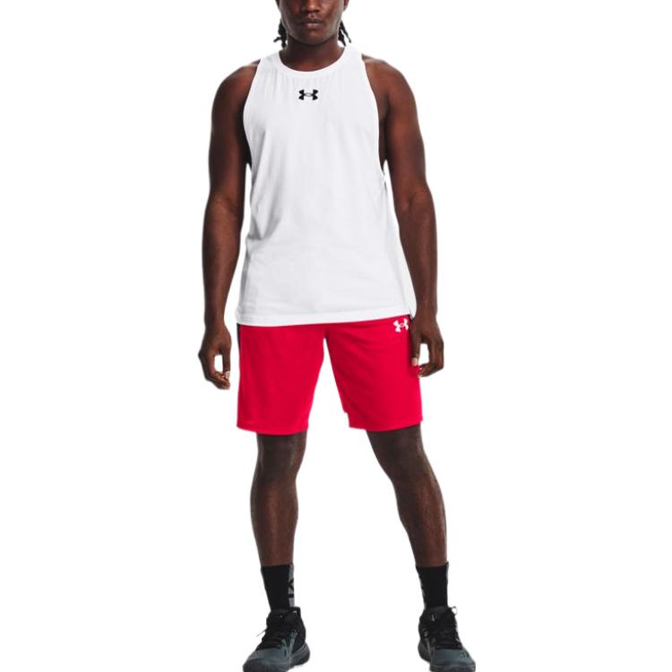Under Armour Color-Block Logo Straight-Leg Sports Shorts Men Bottoms Red 1370220-600