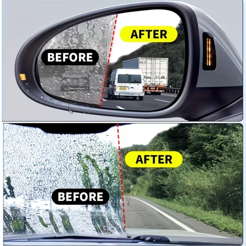 Car Glass Hydrophobic Water Repellent Spray 100ml with Microfiber Cleaning Cloth for Automotive Windshield and Window Protection
