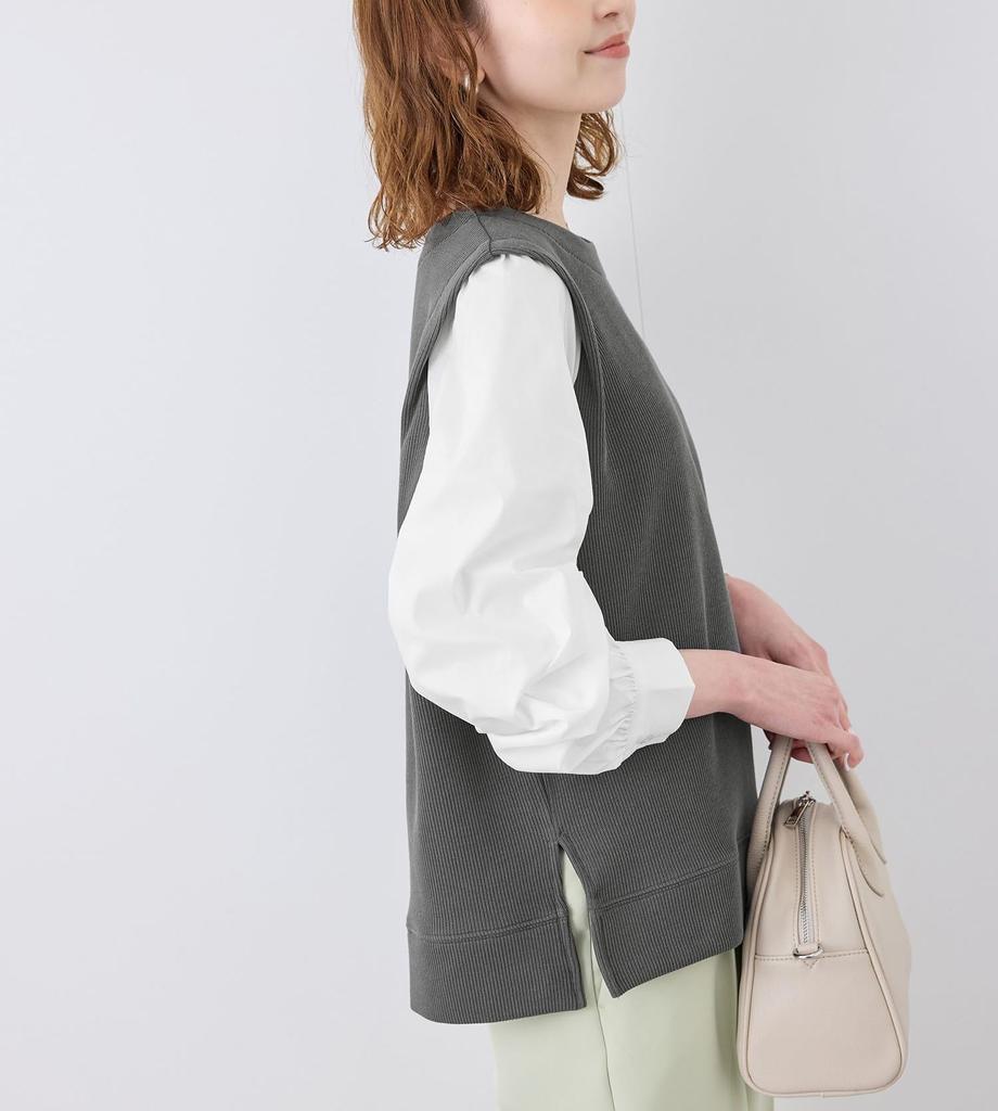 ROPE PICNIC Woven Fabric Combination Gray Women's Pullover, (07)