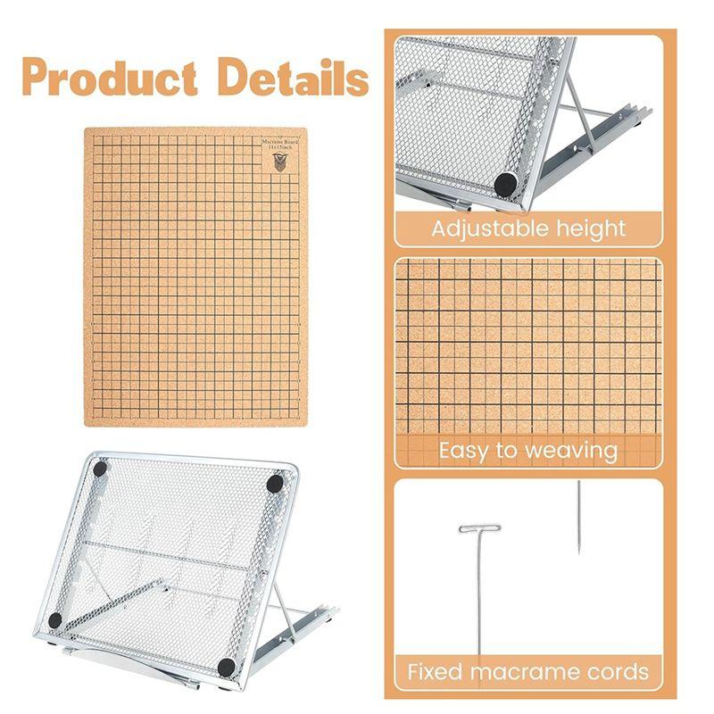 ABUL-Macrame Board And 110 Pins,12X16 In Macrame Project Board With Adjustable Holder, For Braiding Bracelet Creating Macrame