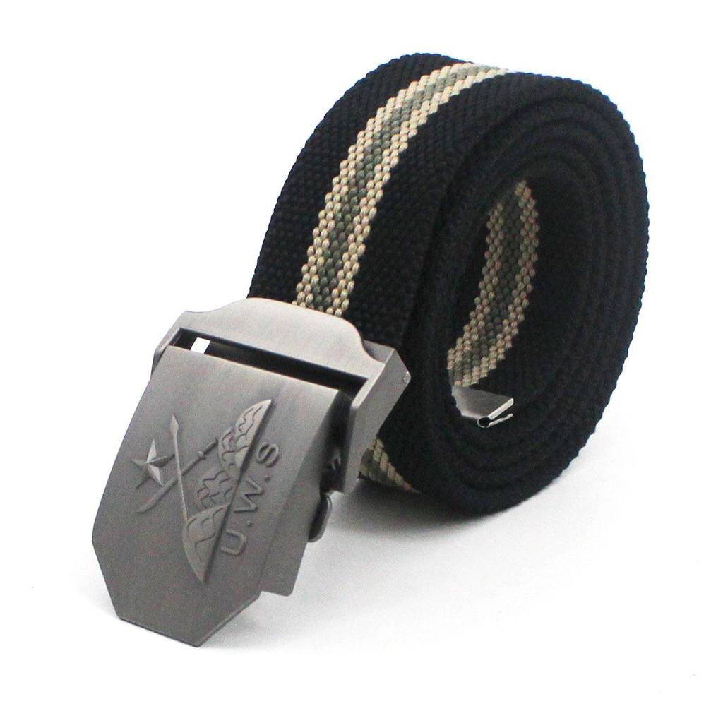 Men's Extra Thick Canvas Woven Belt, Polyester-Cotton Blend, Casual Style