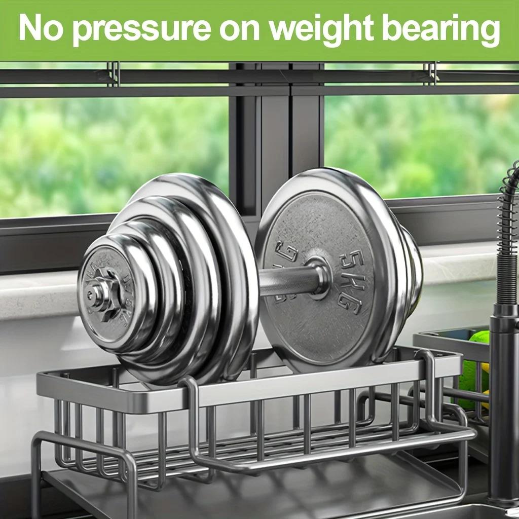 Sponge Holder for Kitchen Sink, Plastic Auto Draining Kitchen Sink Organizer, Sink Caddy with Removable Brush Holder