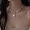 Alien-shaped Rice Grain Freshwater Pearl Necklace - Short Style with OT Snap Design - Collar Chain Necklace