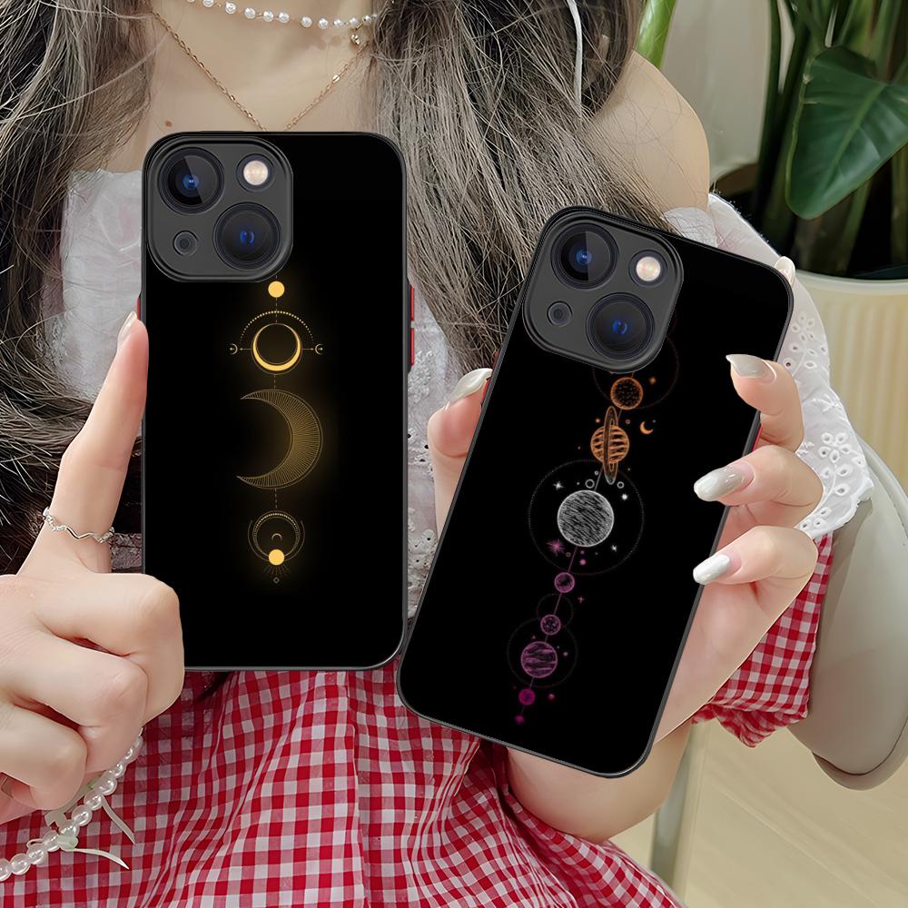 Sun Moon Mobile Cell Phone Case for iPhone 17 16 15 14 13 12 11 X XR XS 8 7 Air Pro Max Plus Mini Colorful Silicone Cover Luxury