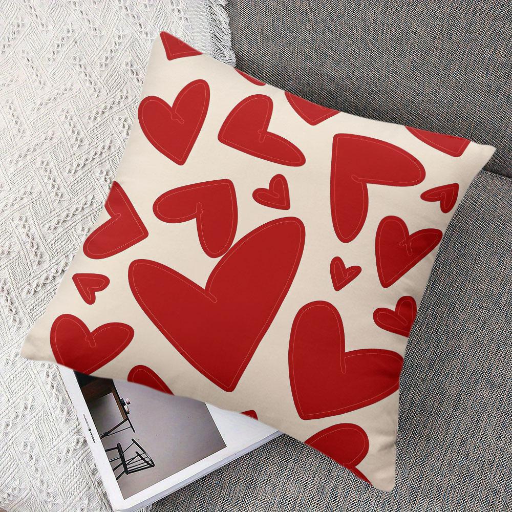 Romantic Cream Red Heart square Jacquard Pillow Cover for Sofa Office Waist Cushion Cover Home Decorative Pillowcase