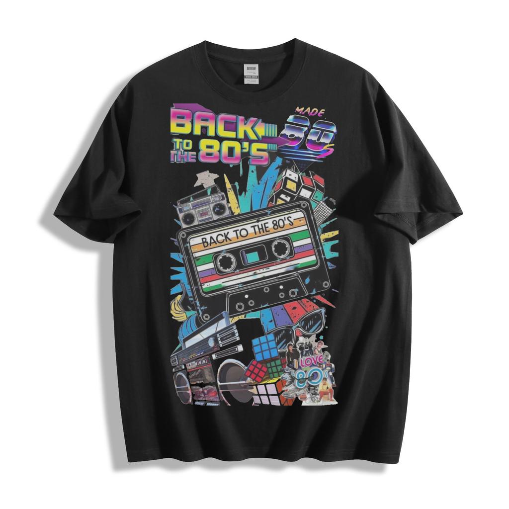 Back To the 80s T-Shirt Mens Womens Tees Top - Retro Cassette and Boombox Design Unisex Tee