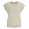 Shop   Women Mix See Through Round Sleeveless Daily Cap Sleeve KniT T shirT Navy