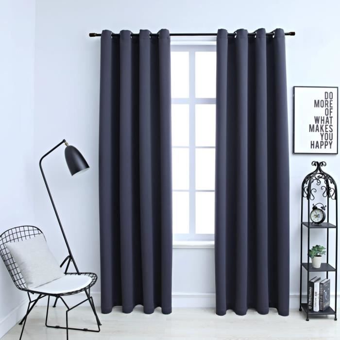Blackout Curtains - MAD - Anthracite - 140x245cm - 2pcs - Metal Eyelets