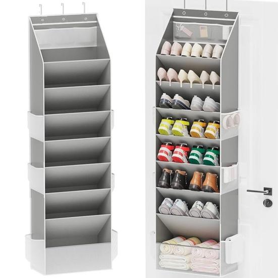 Shoe Organizer 8 Tier Over The Door Shoe Organizer Hanging Closet Shoe Storage with Large Deep Pockets Fits 16-24 Pairs of Sneakers Sandals Boots