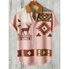 2026 Summer Men's Linen Short Sleeve Shirts Funny Animal Ethnic Patterns Printed Shirts Casual Outdoor Designer Clothes Men