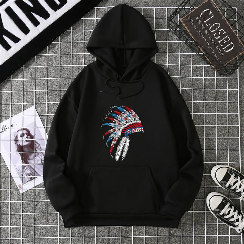 Winter Trend Simple Printed Hoodie Women's Top Fashion Women 100% Pure Cotton Black Loose and Comfortable
