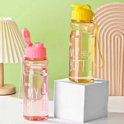 650ml Outdoor Large-capacity Sports Water Bottle Color Transparent PET Cold Water Cup Space Water Bottle Advertising Plastic Cup