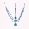 Popular Blue Gemstone Water Drop Pendant Head Chain, European And American Bride Zircon Forehead Chain Hair Chain Jewelry