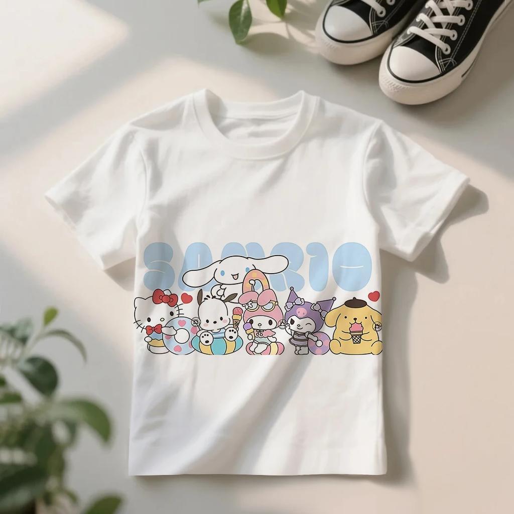 Summer Girls' Casual T-Shirt Cute Cinnamoroll Short Sleeve Lightweight, Breathable, Comfortable Top