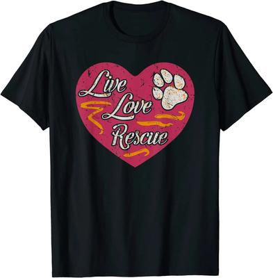 Aime la Vie Adopte un Chien Amoureux des Chiens Adoptez un Chien Cadeau d'Adoption T-shirt Unisexe Nouveau 100% Coton Manches Courtes Col Rond T-shirt Décontracté Haut Unisexe
