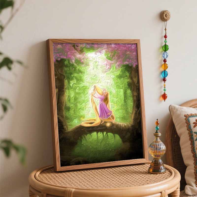 Disney DIY Rapunzel Forest Painting Kit Home Wall Decor Handmade Gift Art Crafts Coloring Paint By Numbers Canvas Wall Hanging Art Decor