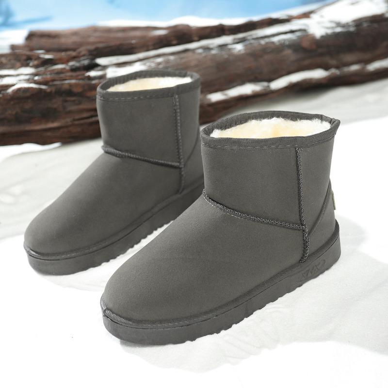 Winter Warm Short Cylinder Snow Boots Round Toe Suede Sleeve Platform Anti-Slip Wear-Resistant Flats