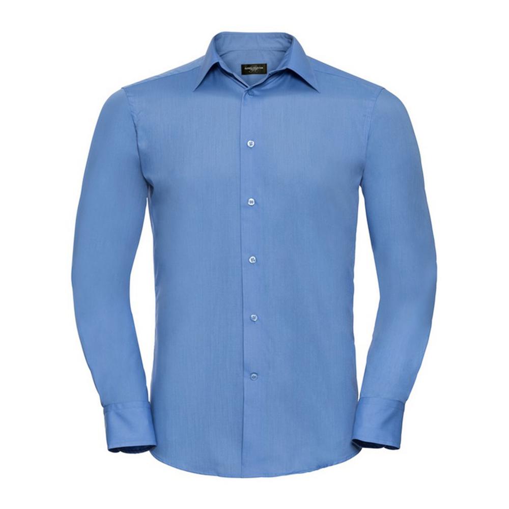 Russell Collection Mens Poplin Tailored Long-Sleeved Shirt