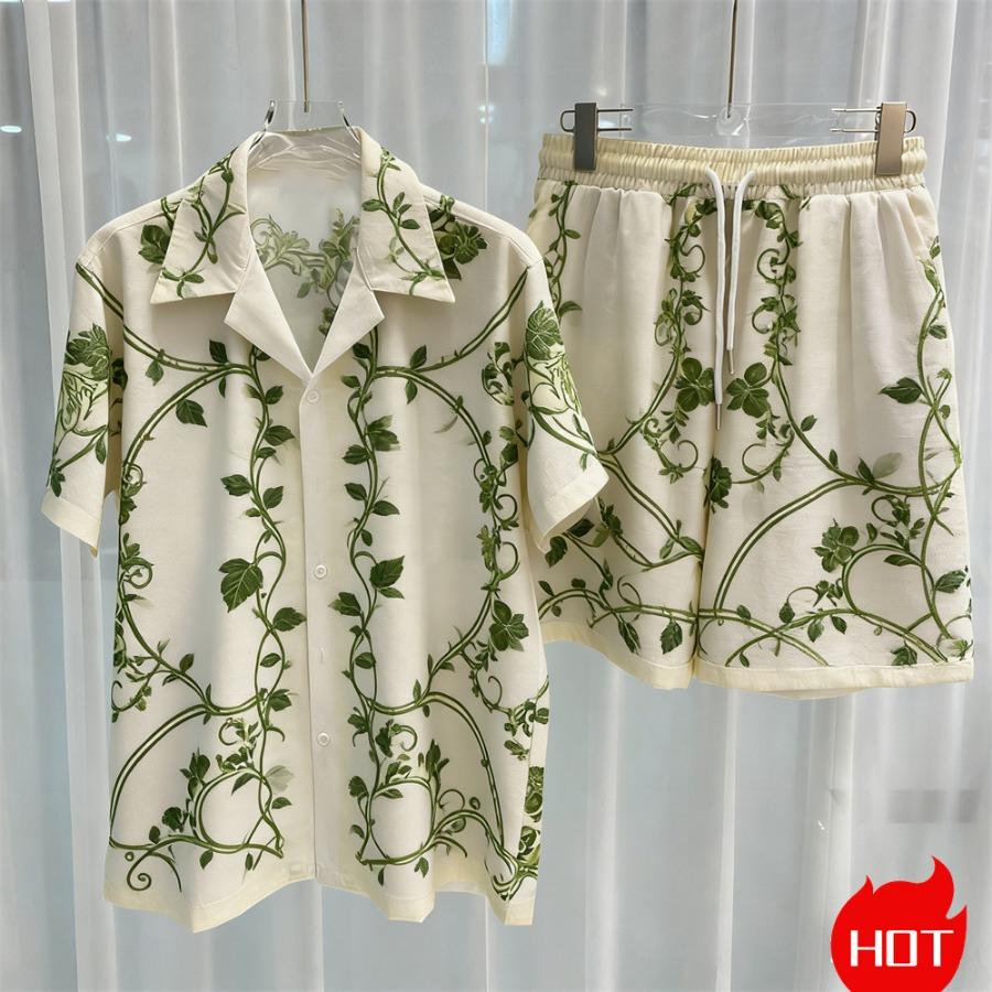 Digital Print Men's Fashion Two-Piece Shorts Set High-Quality Summer Loose Comfortable Short-Sleeve Shirt