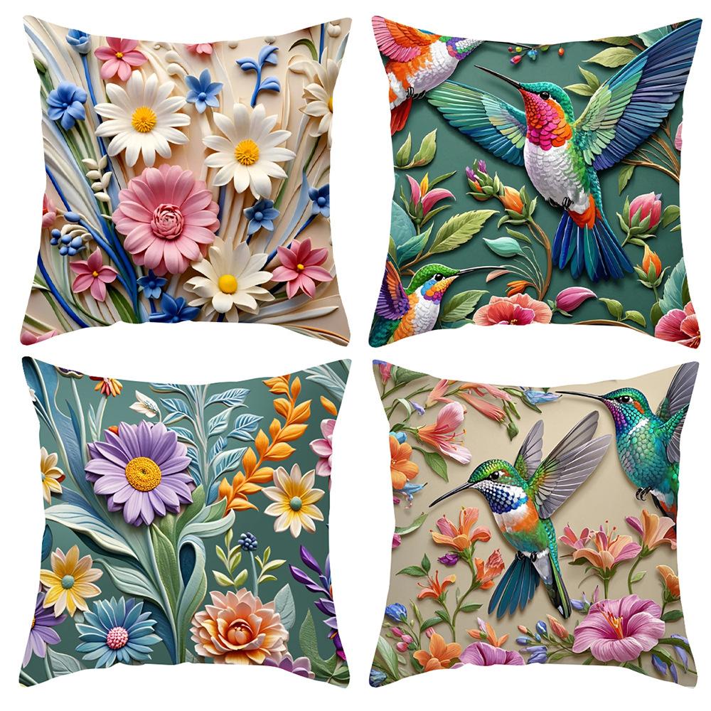 New Decorative Pillowcase 3D Three-dimensional Effect Floral Pillowcase Sofa Cushion Cover Digital Printing