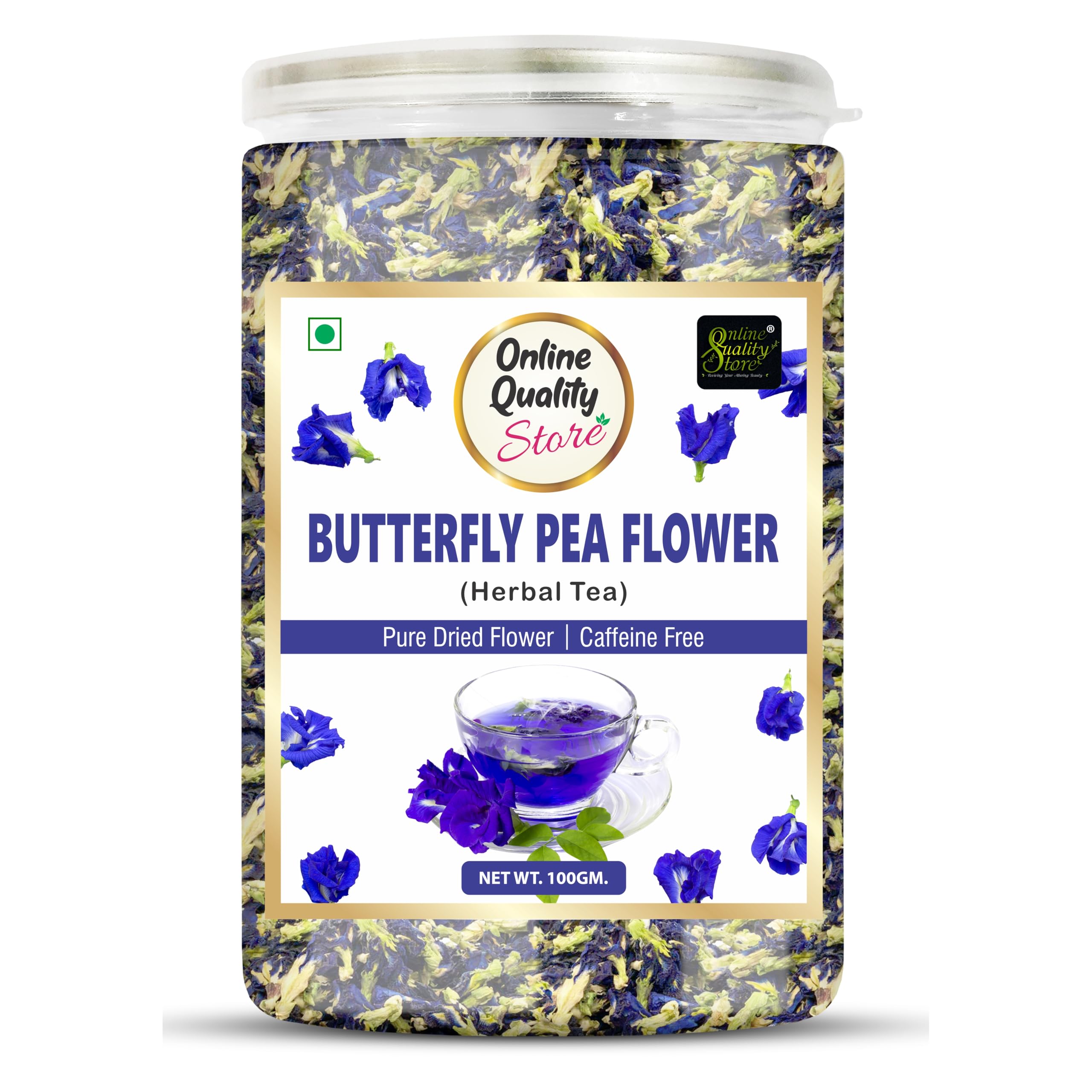 Online Quality Store Butterfly Pea Flower Tea-100g | 100% Natural Herbal Tea | Blue Pea Tea | Steep as Hot or Iced Tea