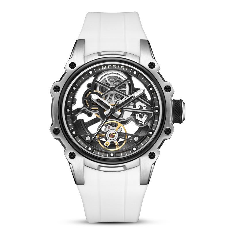 MEGIR Men's Stainless Steel Luminous Automatic Square Mechanical Watch