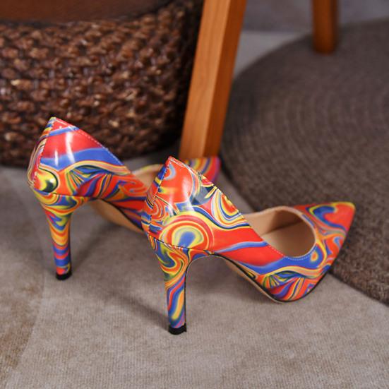 Women's Pointed Pumps Colorful High Heel Slip-On Wedding Shoes Thin Heels Bridal